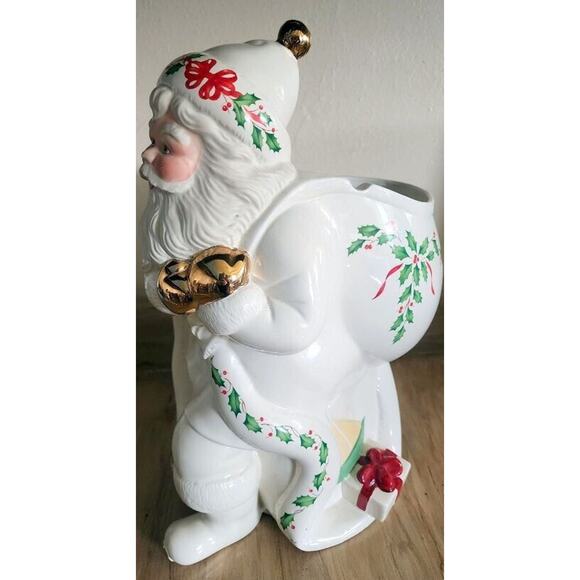 Vintage Lenox Holiday Santa Cookie Jar NO LID Great Planter Or Utensil Holder - Picture 14 of 14
